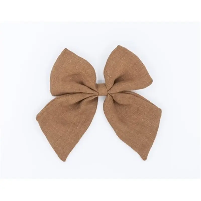 Linen Sailor Hair Bow - Golden