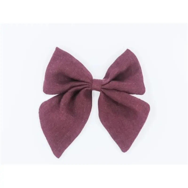 Linen Sailor Hair Bow - Mulberry