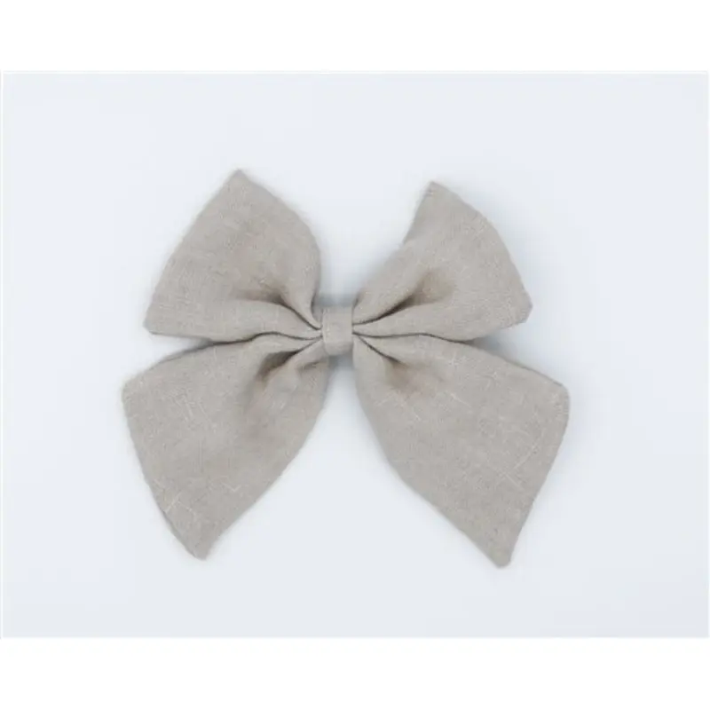 Linen Sailor Hair Bow - Nude