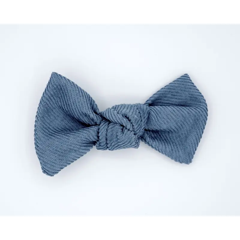 Corduroy Hair Bow - Pacific Blue