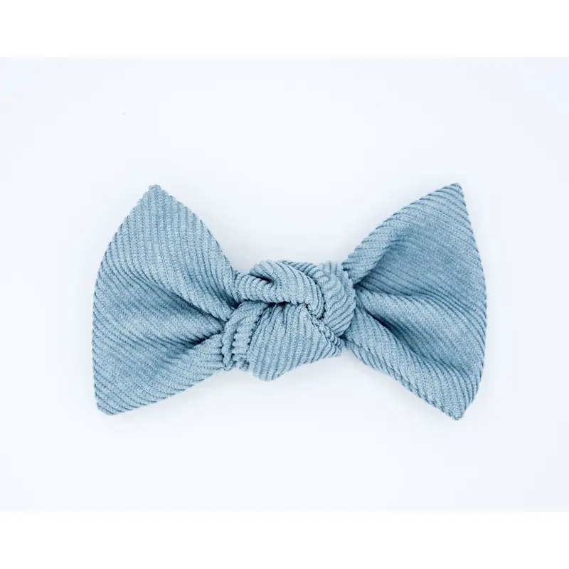 Corduroy Hair Bow - Powder Blue