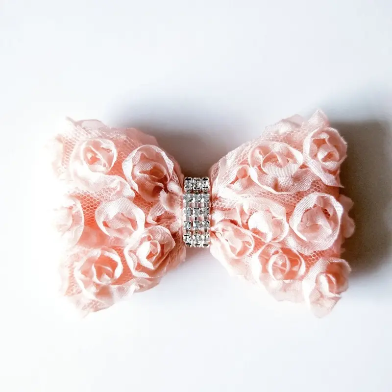 Furever Roses Hair Bow - Blush