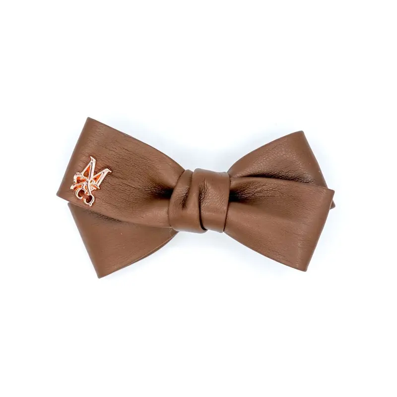 Vegan Leather Twist Hair Bow - Coco Bean