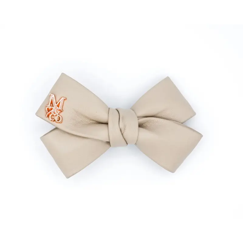 Vegan Leather Twist Hair Bow - Crme Brle