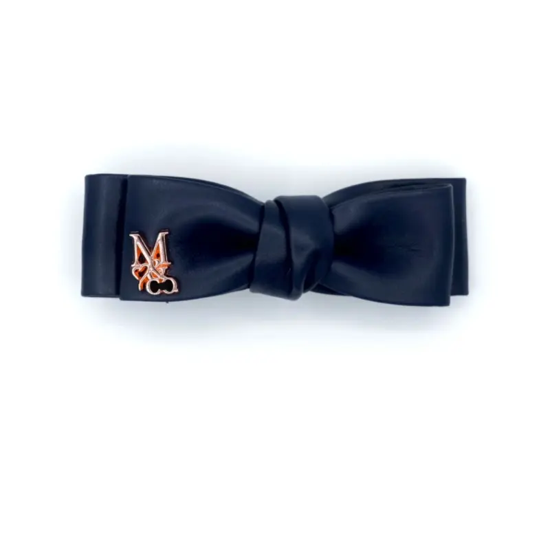 Vegan Mini Leather Hair Bow - Black Tie