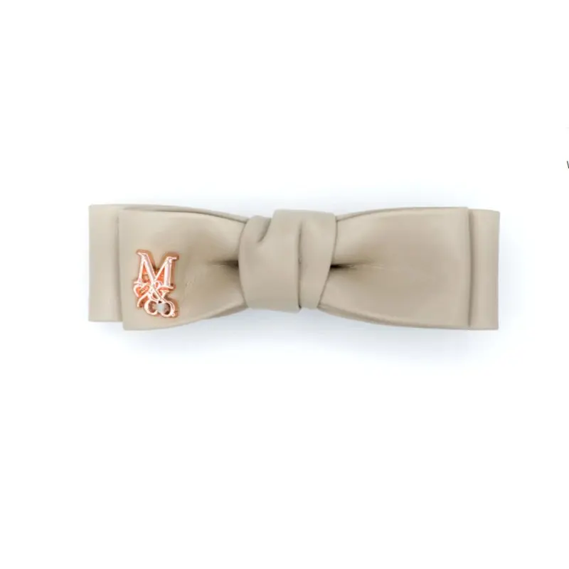 Vegan Mini Leather Hair Bow - Crme Brle