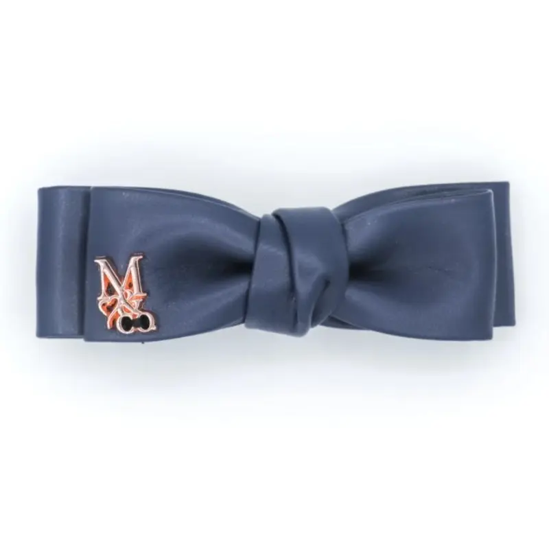 Vegan Mini Leather Hair Bow - Navy Blue