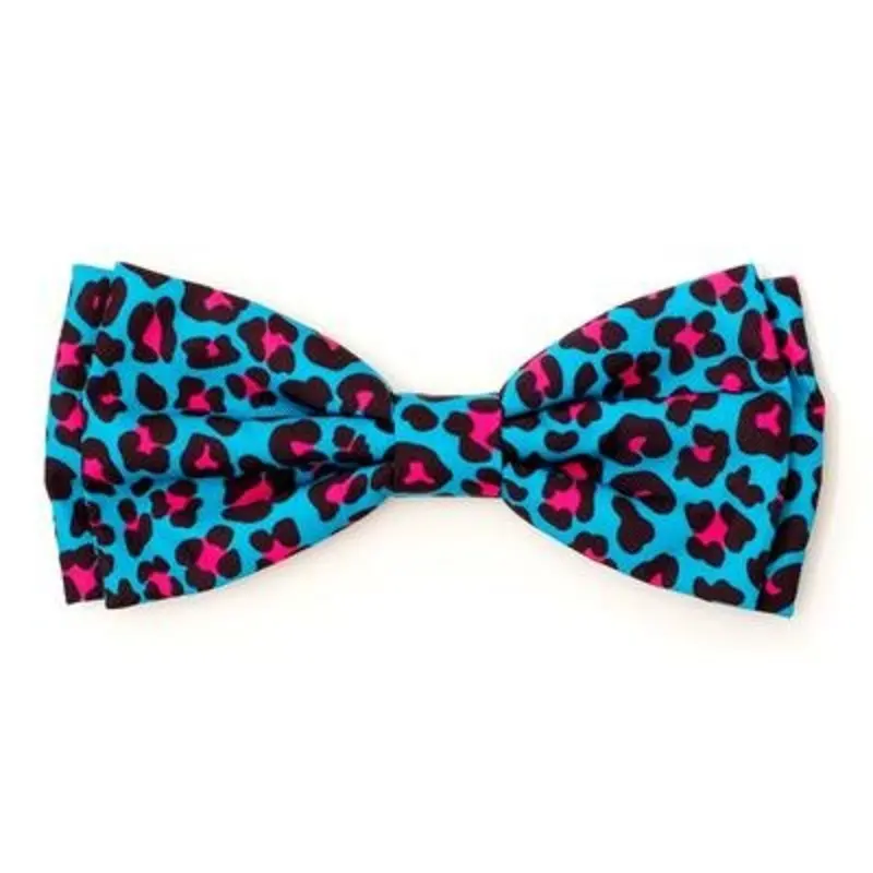 Leopard Teal/Pink Bow Tie