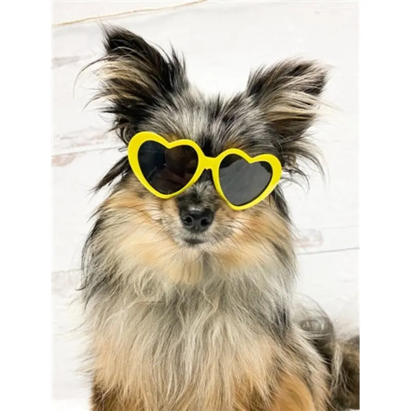 Tiny Dog Heart Sunglasses in Yellow