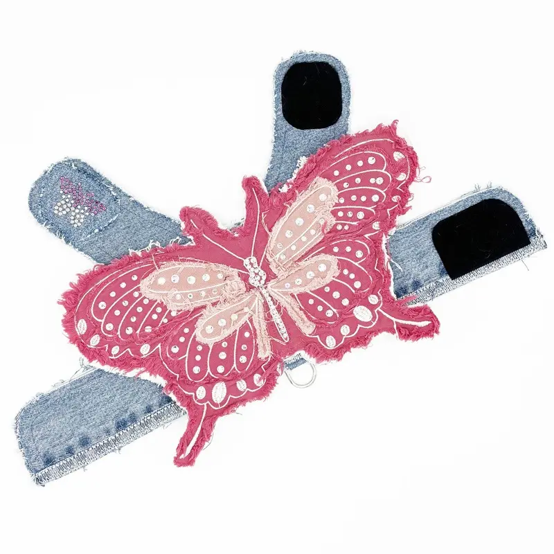 Coral Denim Butterfly Harness Vest