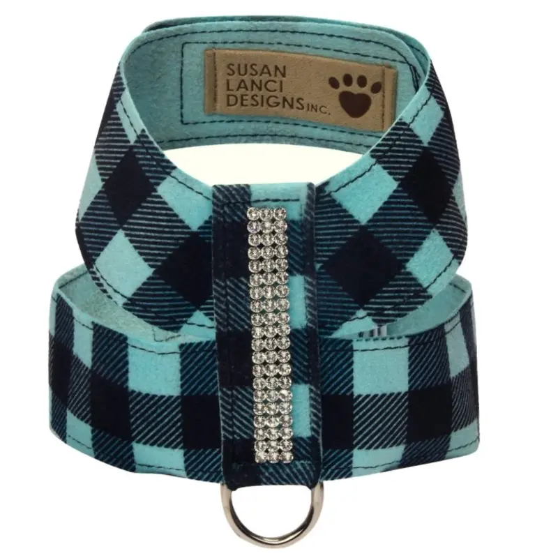 Susan Lanci 3 Row Giltmore Harness in Tiffi Blue Gingham