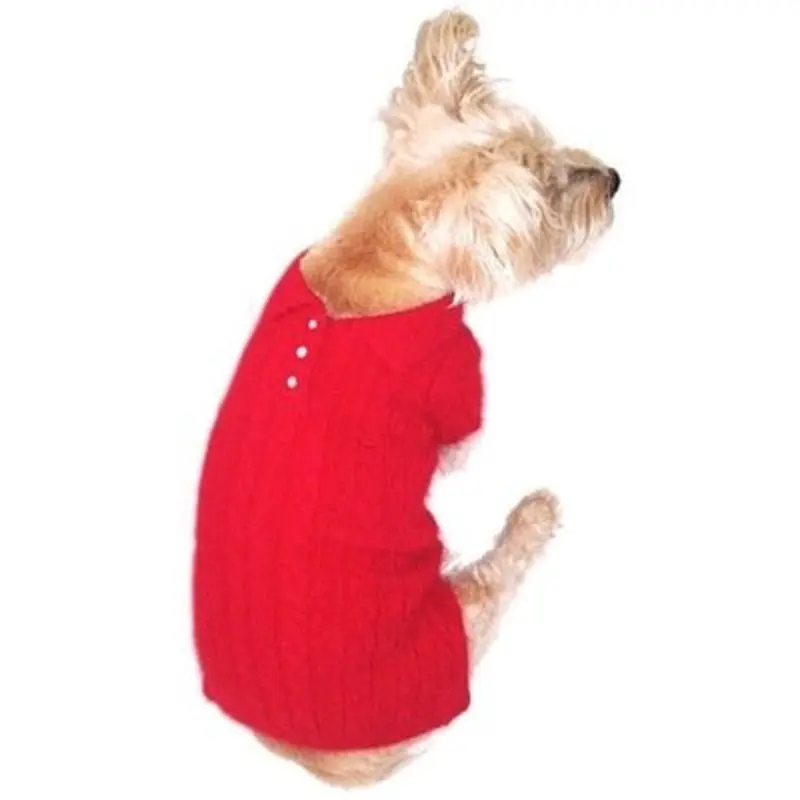 Luxury Preppy Angora Blend Polo Sweater- Red