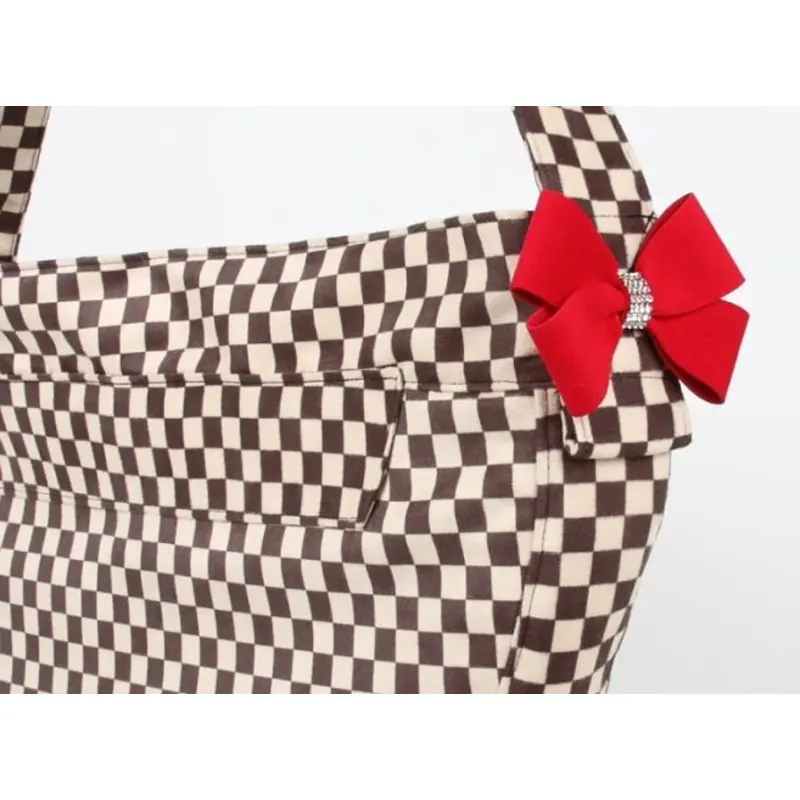 Susan Lanci Windsor Check Collection Cuddle Carrier- Red Nouveau Bow