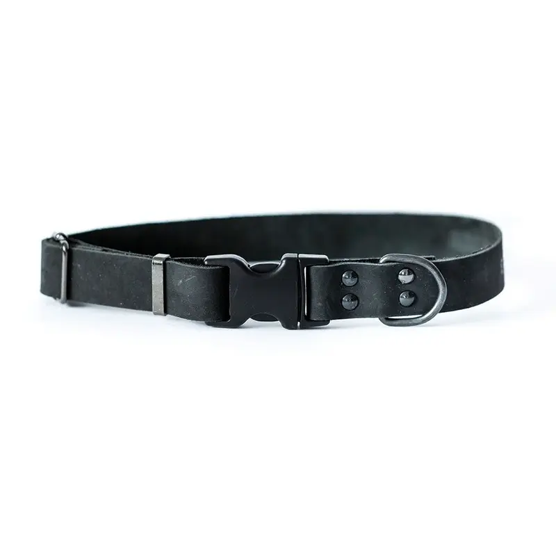 Black Sport Quick-Release Leather Collar