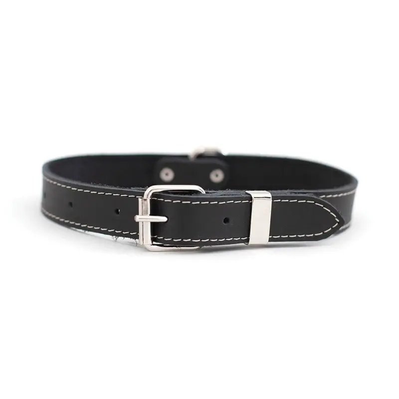 Black Traditional Buckle Leather Collar