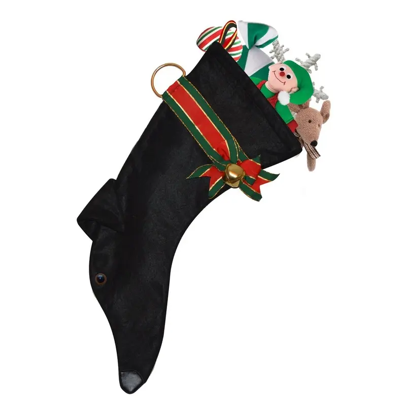 Black Greyhound Decorative Dog Christmas Stocking