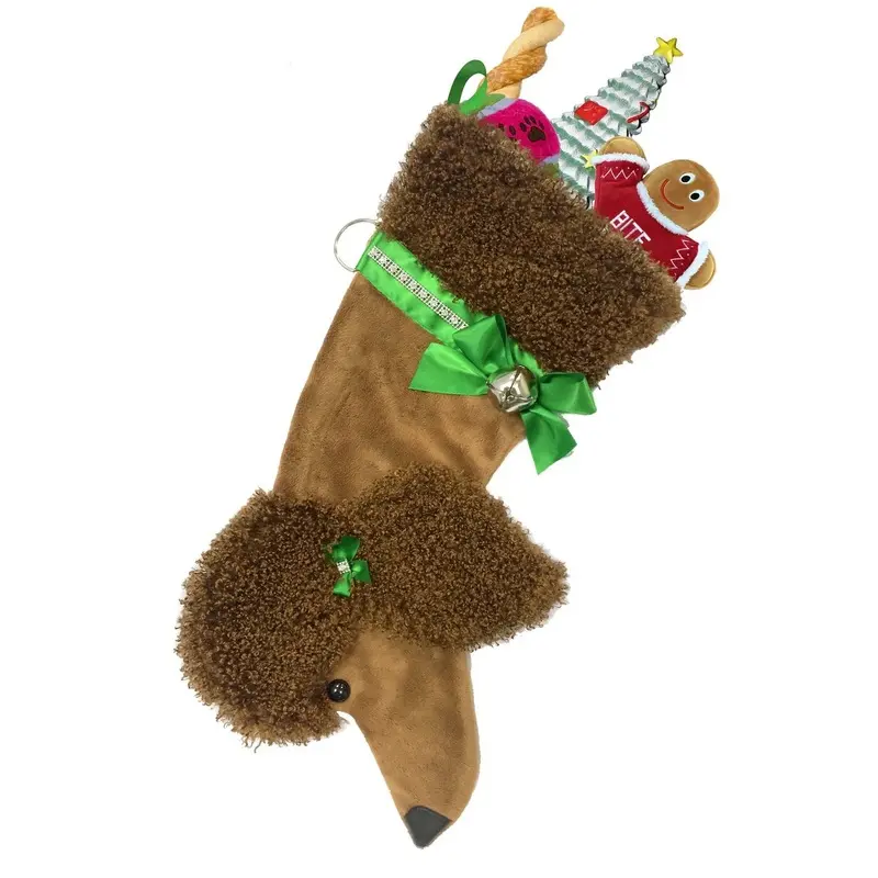 Brown Poodle Decorative Dog Christmas Stocking