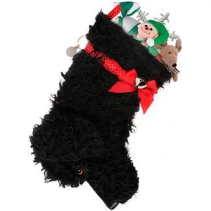 "Curly" Black Dog Decorative Dog Christmas Stocking