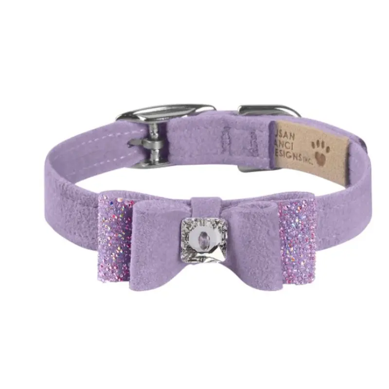 Susan Lanci AB Crystal Stellar Big Bow Collar in French Lavender