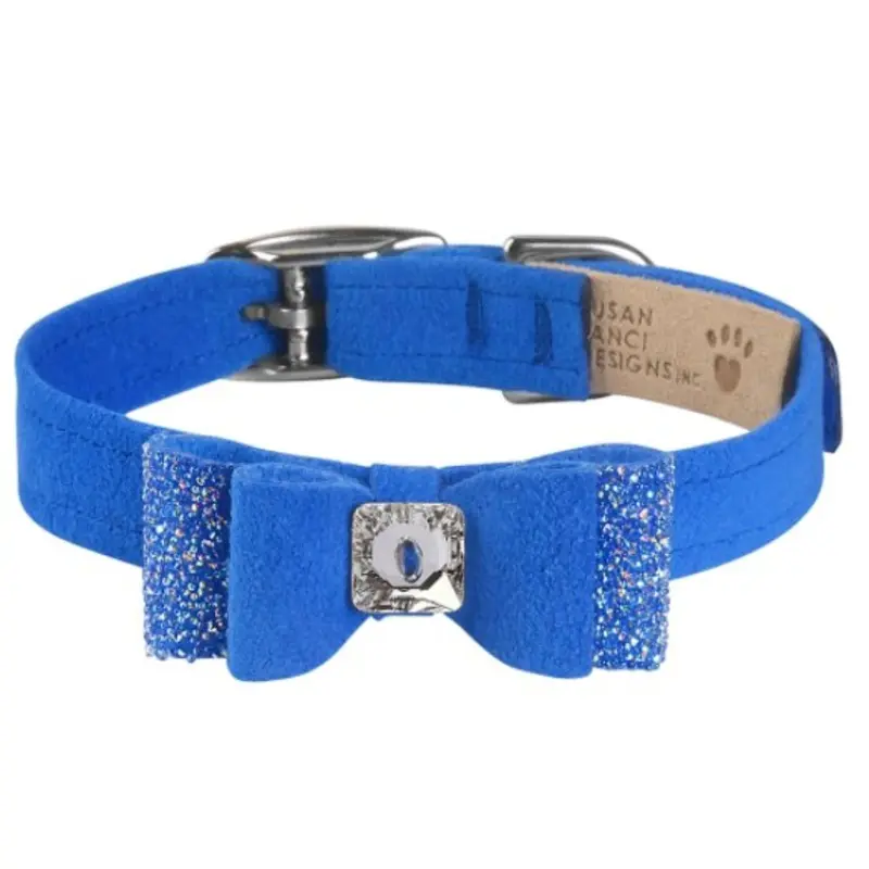 Susan Lanci AB Crystal Stellar Big Bow Collar in Royal Blue