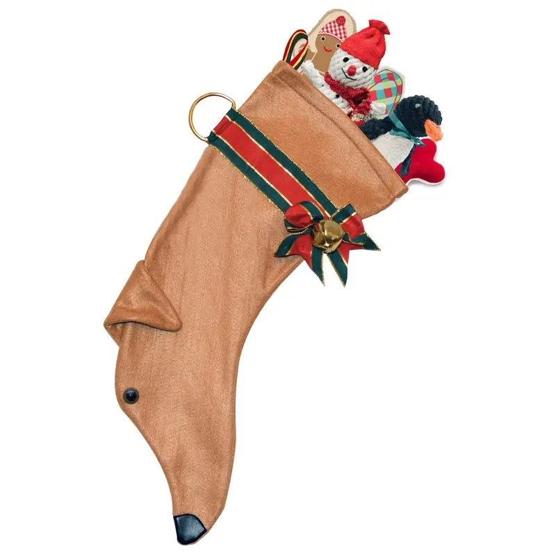 Tan Greyhound Decorative Dog Christmas Stocking