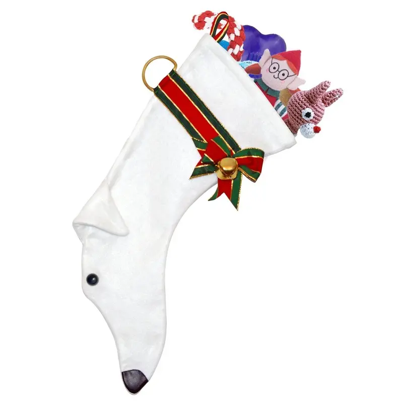 White Greyhound Decorative Dog Christmas Stocking