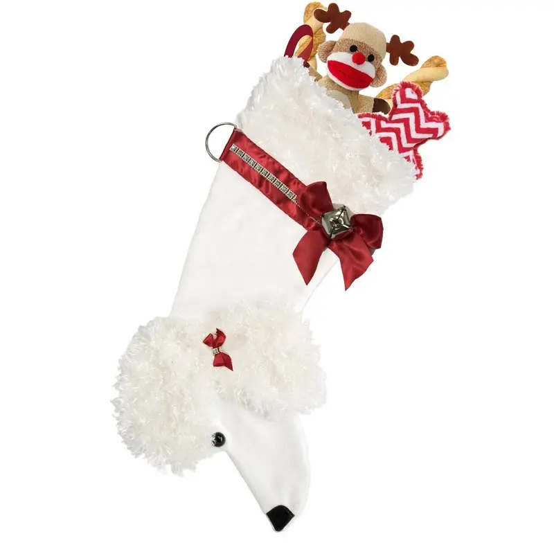 White Poodle Decorative Dog Christmas Stocking