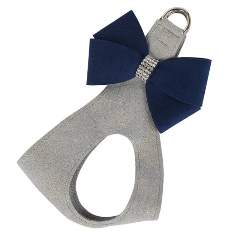 Susan Lanci Platinum Glitzerati Step in Harness with Indigo Nouveau Bow