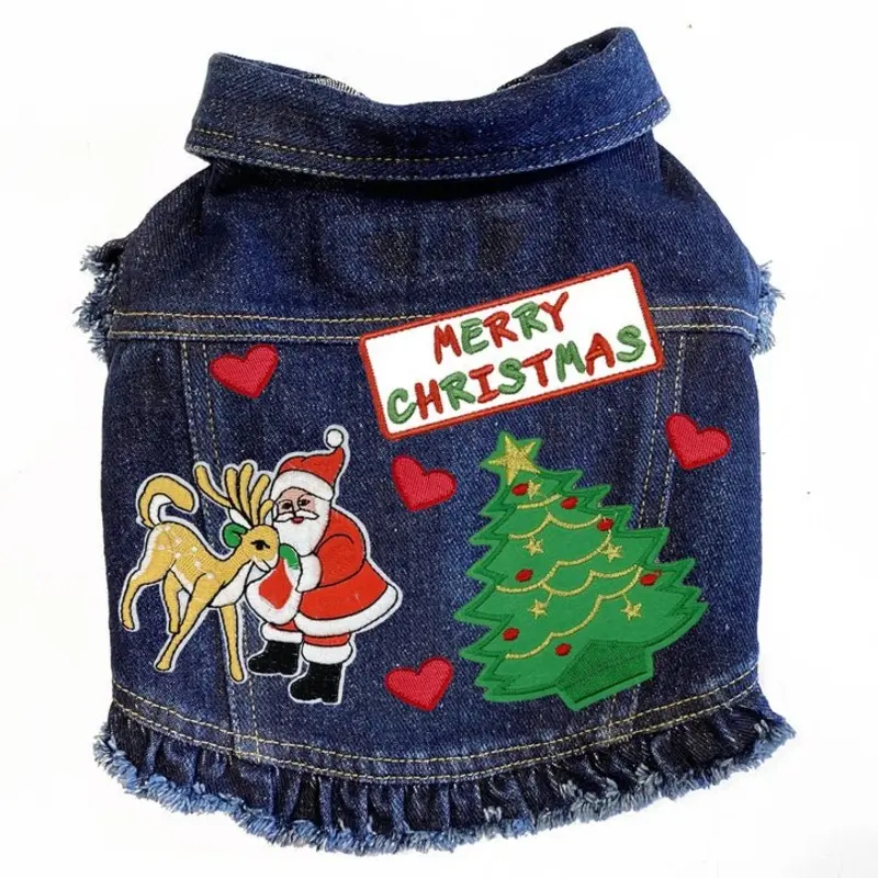 Christmas Denim Jacket with Ruffles