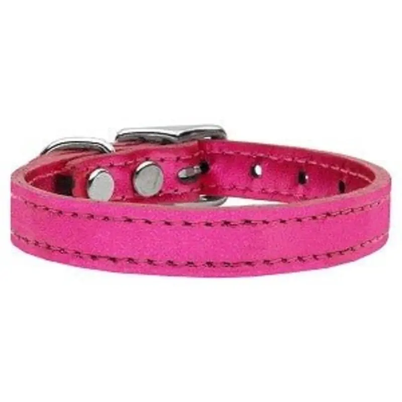 Plain Metallic Leather Collar in Pink