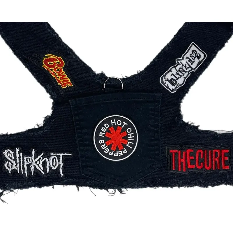 Black Upcycled Denim Rocker Harness- Red Hot Chili Peppers