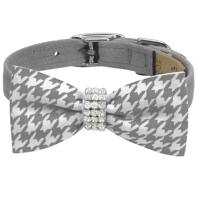 Susan Lanci Giltmore Platinum Glen Houndstooth Bow Tie Collar