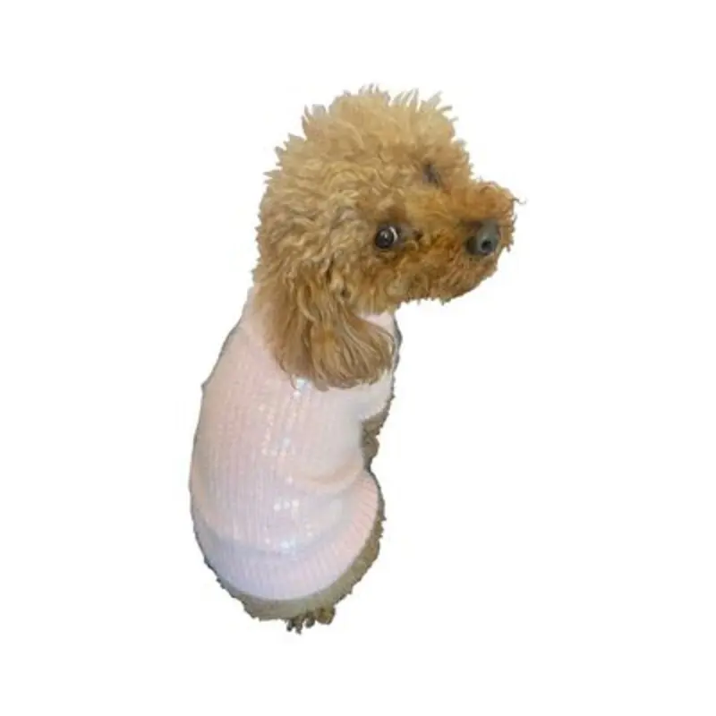 Sophia Shimmer Sequin Turtleneck in Shell Pink