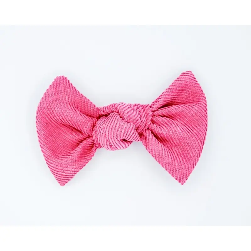 Corduroy Hair Bow - Rosy