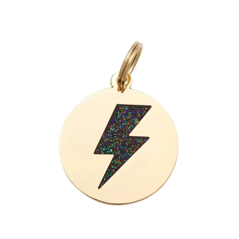 Lightning Bolt Pet ID Tag in Black & Gold