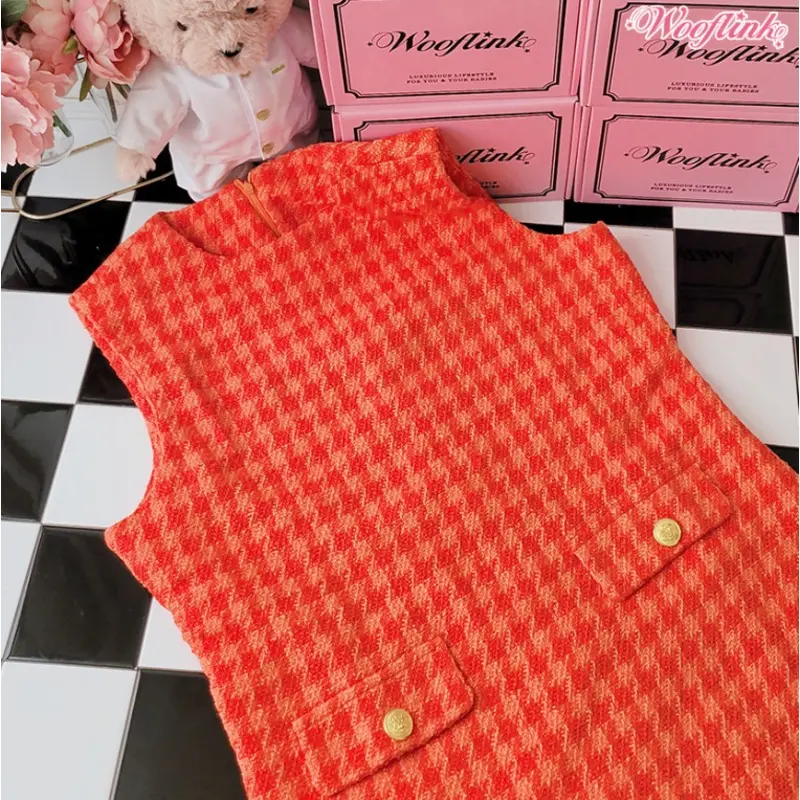 Wooflink Tweed Dress for Mom - Orange