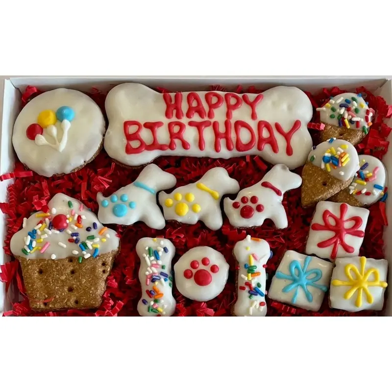 Happy Birthday Dog Treat Gift Box in White