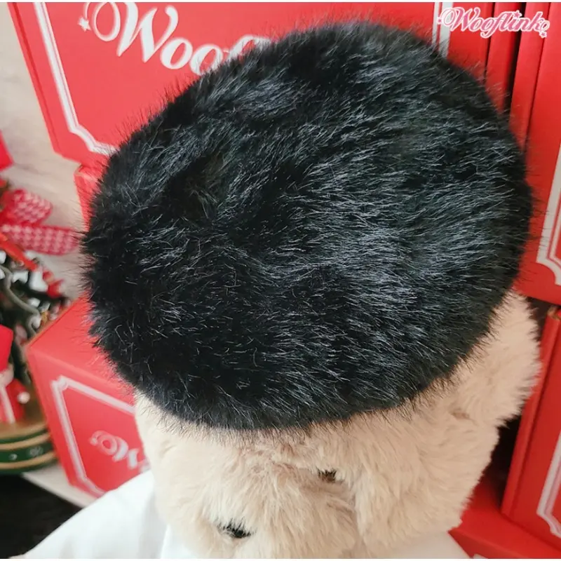 Wooflink Luxe Fur Beret in Black