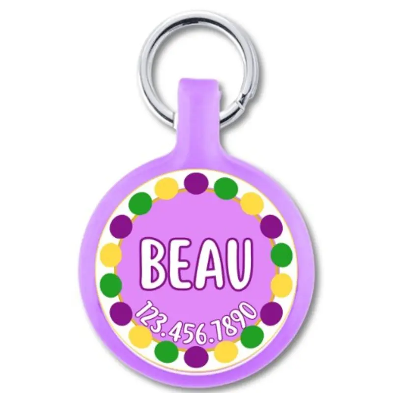 Mardi Gras Pom Pom ID Tag