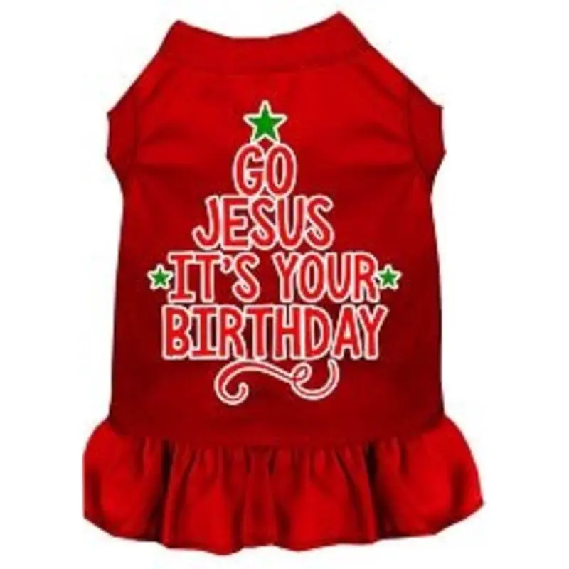 Go Jesus Screen Print Dog Dress in Red