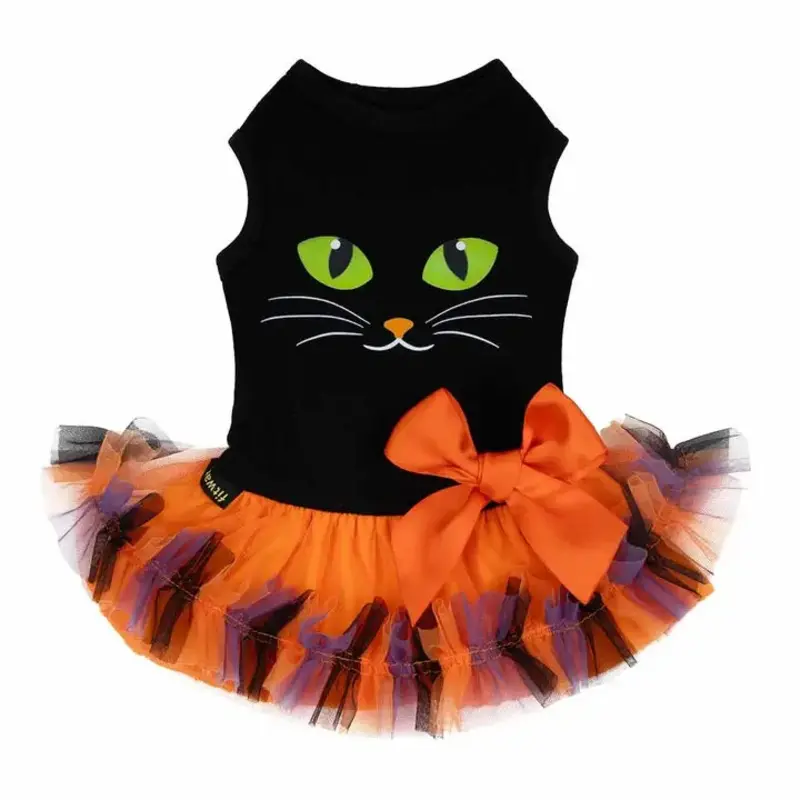Halloween Cat Face Dog Dress