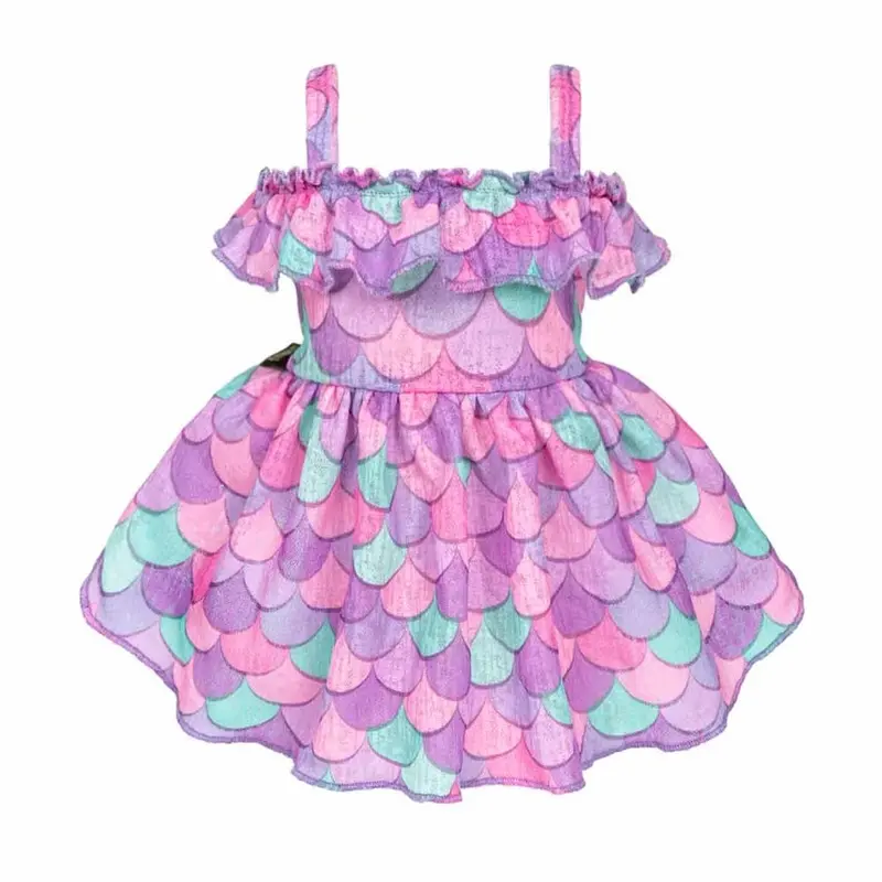 Ruffled Mermaid Scale Dog Dress