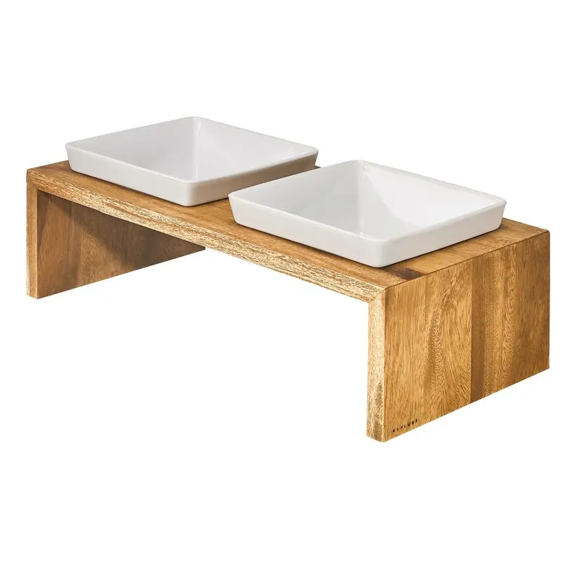 Artisan Double Wood Feeder Bamboo