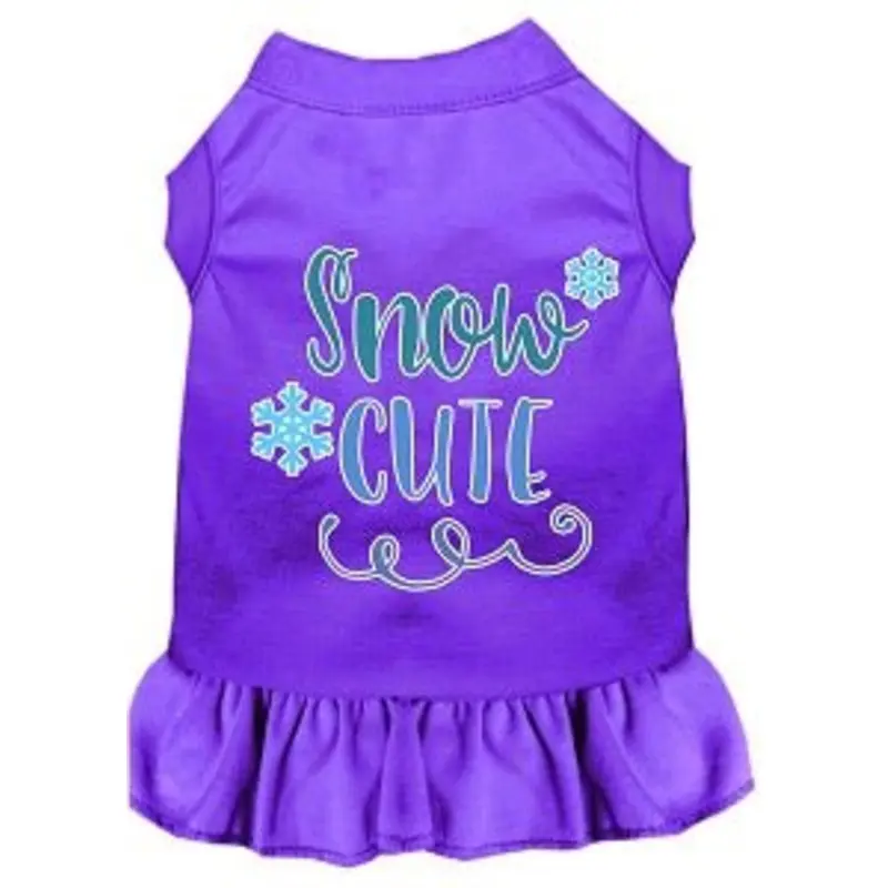 Snow Cute Screen Print Dog Dress in Purple