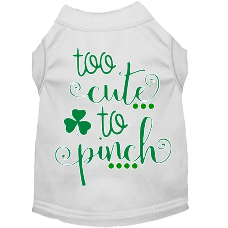 Too Cute to Pinch Screen Print Dog Shirt in White