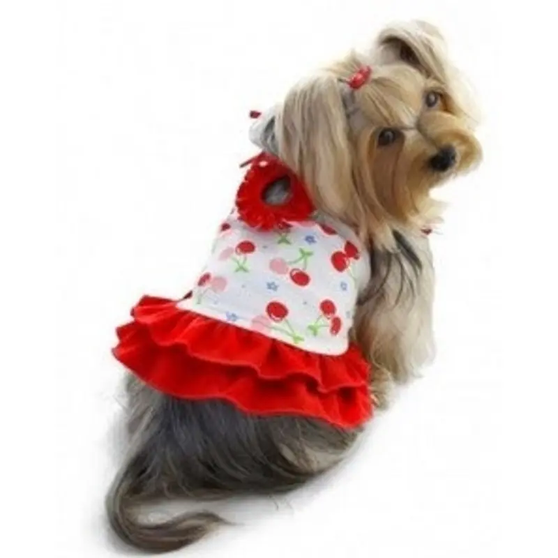 Soft Knit Cotton Cherries Dress with Shoulder Ties