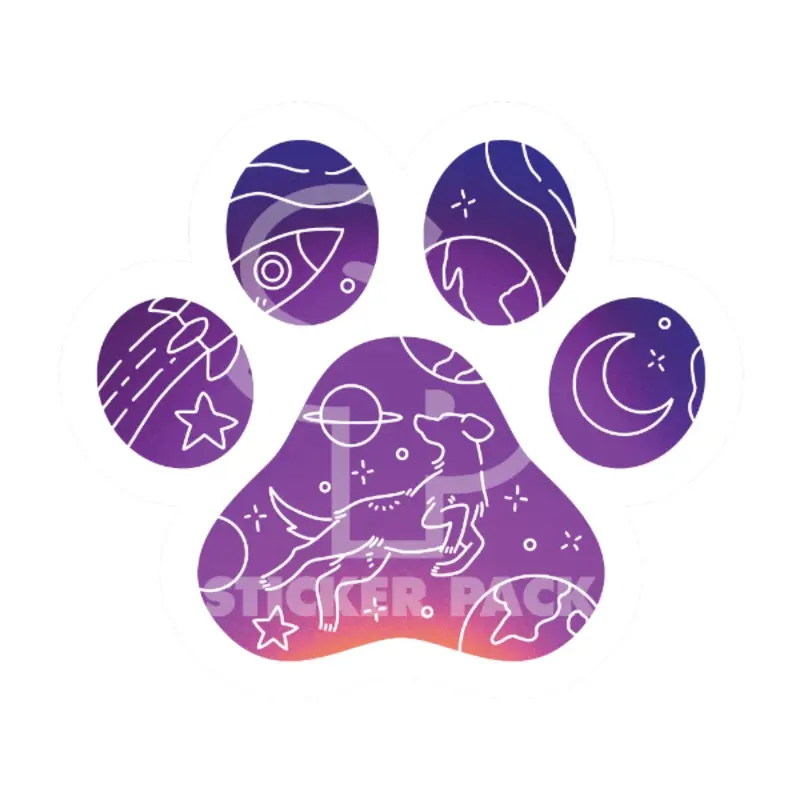 Sticker Pack Dog Paw - Space Pup; Large Sticker