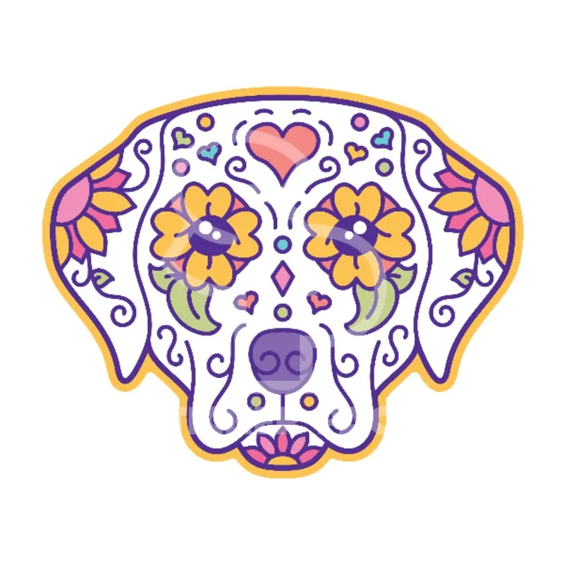 Sticker Pack Sugar Skull Dog; Large Sticker