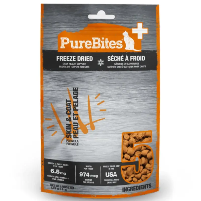 PureBites+ Skin & Coat Freeze Dried Cat Treats, 31g