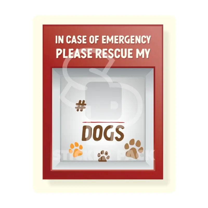 Sticker Pack Emergency Dog Rescue Sign; Large Sticker
